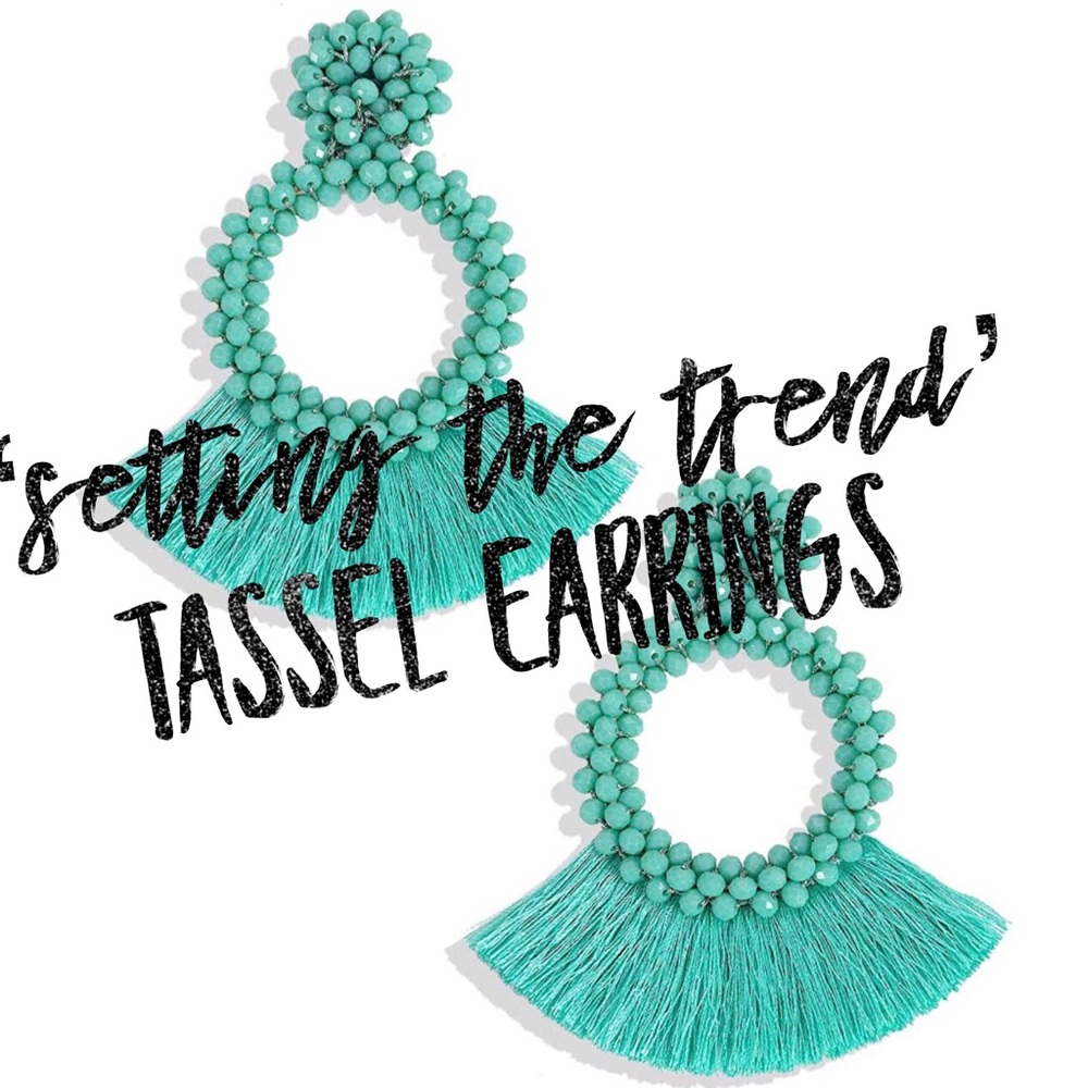 ‘Setting The Trend’ Tassel Earrings In Turquoise